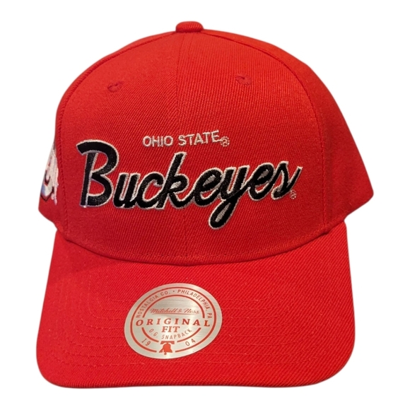 Mitchell & Ness Ohio State Red & Black Snapback Hat - Picture 1 of 6